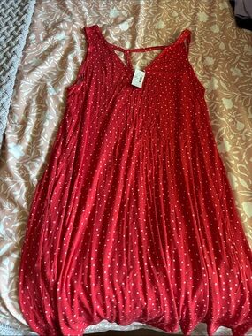Maurices Red Polka Dot Sleeveless Bubble Hem Dress